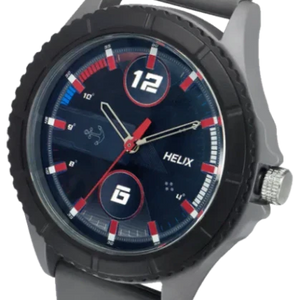 Helix Analog Black Dial Leather Strap