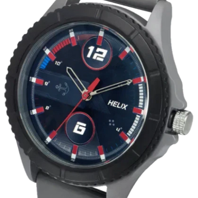 Helix Analog Black Dial Leather Strap