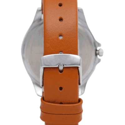 Helix Analog White Dial Leather Strap