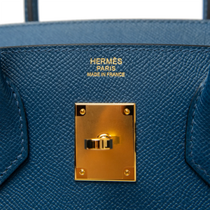 Hermès Paris Sellier Birkin 30 Deep Blue Epsom Leather Gold Hardware