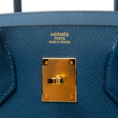 Hermès Paris Sellier Birkin 30 Deep Blue Epsom Leather Gold Hardware