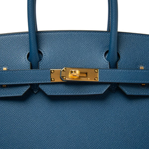 Hermès Paris Sellier Birkin 30 Deep Blue Epsom Leather Gold Hardware