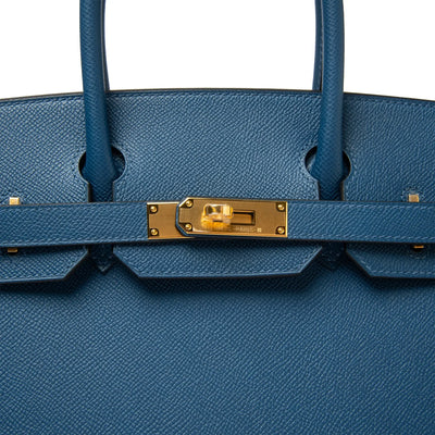 Hermès Paris Sellier Birkin 30 Deep Blue Epsom Leather Gold Hardware
