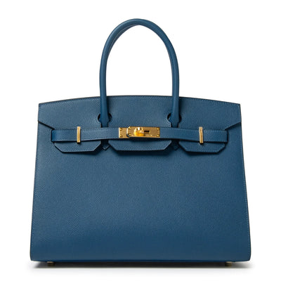 Hermès Paris Sellier Birkin 30 Deep Blue Epsom Leather Gold Hardware
