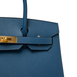 Hermès Paris Sellier Birkin 30 Deep Blue Epsom Leather Gold Hardware