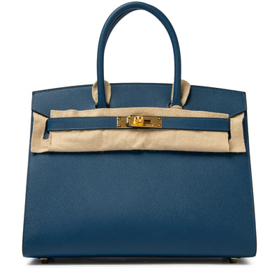 Hermès Paris Sellier Birkin 30 Deep Blue Epsom Leather Gold Hardware