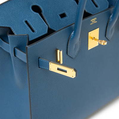 Hermès Paris Sellier Birkin 30 Deep Blue Epsom Leather Gold Hardware