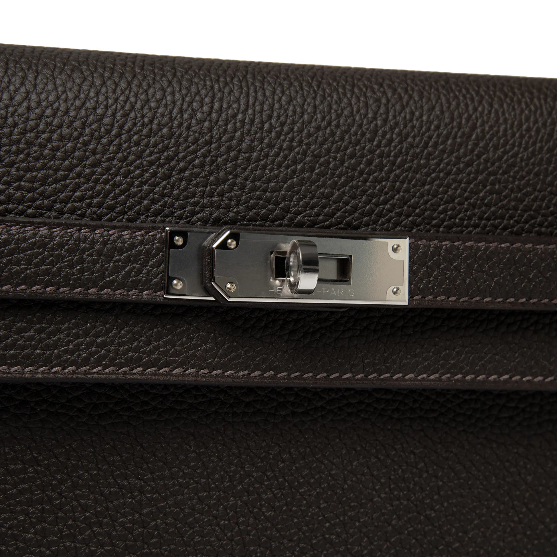 Hermes Kelly Depeches 25 Negonda Calfskin Bai Brun Palladium Hardware