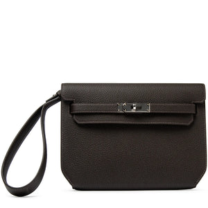 Hermes Kelly Depeches 25 Negonda Calfskin Bai Brun Palladium Hardware