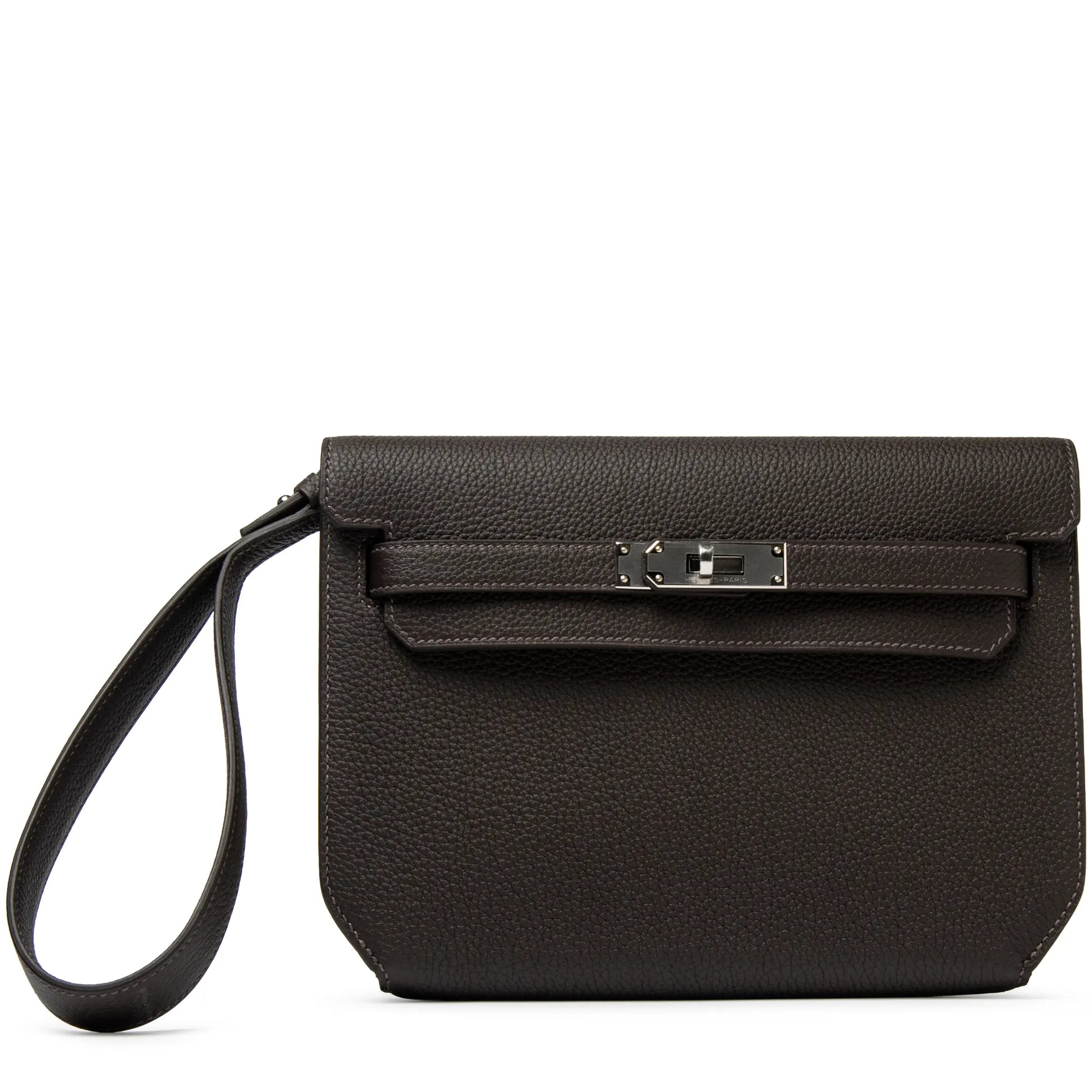 Hermes Kelly Depeches 25 Negonda Calfskin Bai Brun Palladium Hardware