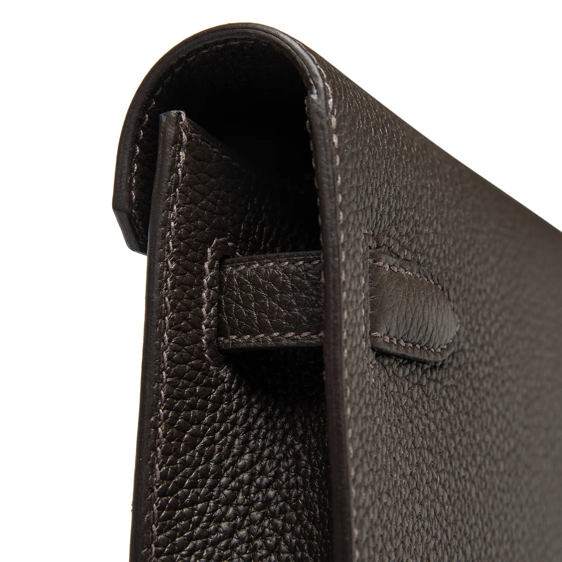 Hermes Kelly Depeches 25 Negonda Calfskin Bai Brun Palladium Hardware