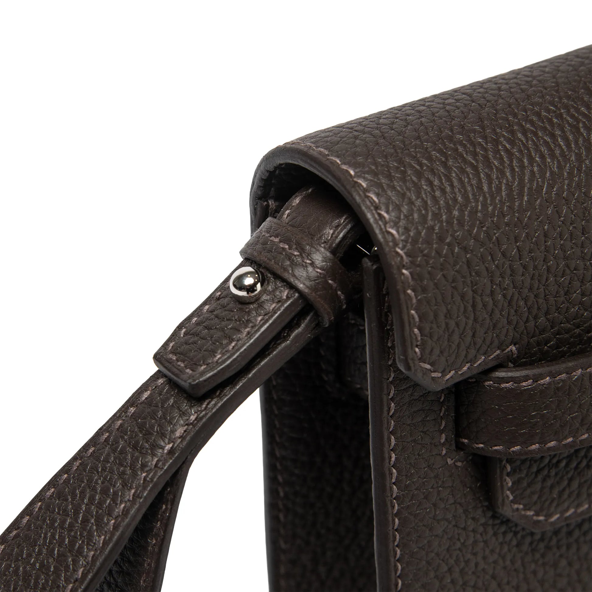 Hermes Kelly Depeches 25 Negonda Calfskin Bai Brun Palladium Hardware