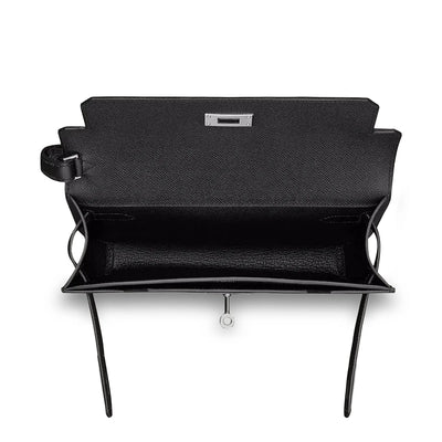 Hermès Paris Kelly Depeches 25 Epsom Black Palladium Hardware