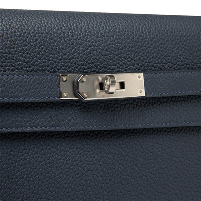 Hermes Kelly Depeches 25 Togo Calfskin Blue Nuit Palladium Hardware