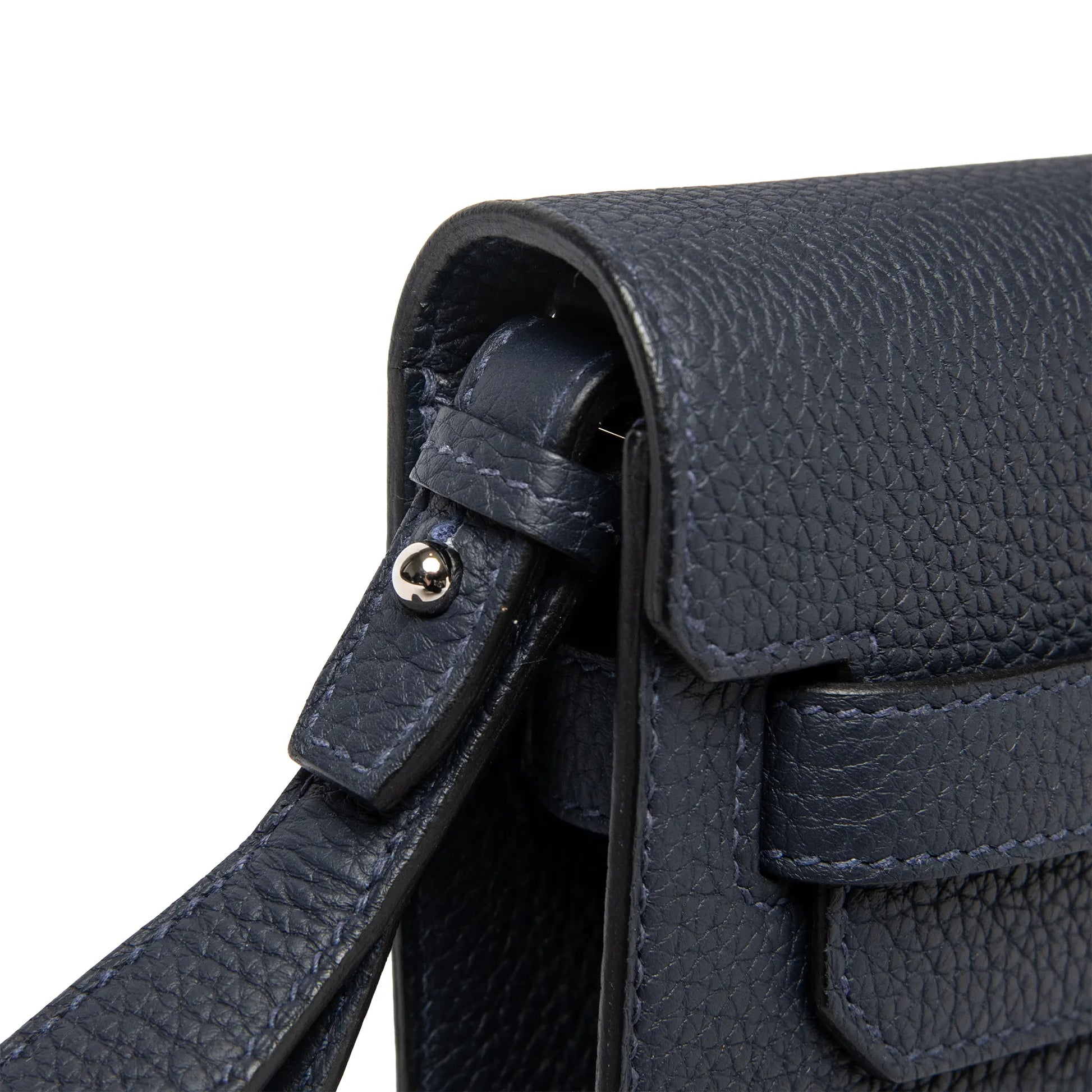 Hermes Kelly Depeches 25 Togo Calfskin Blue Nuit Palladium Hardware