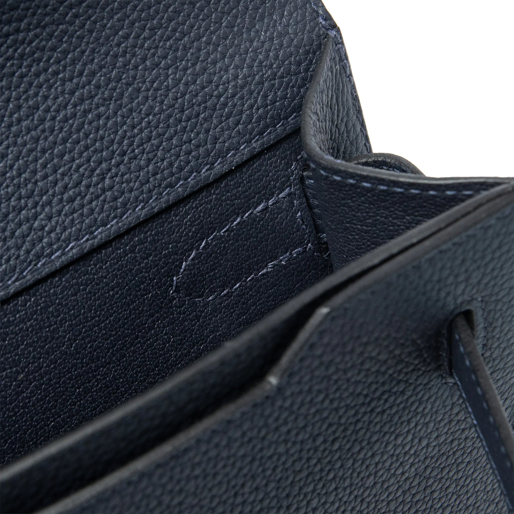 Hermes Kelly Depeches 25 Togo Calfskin Blue Nuit Palladium Hardware