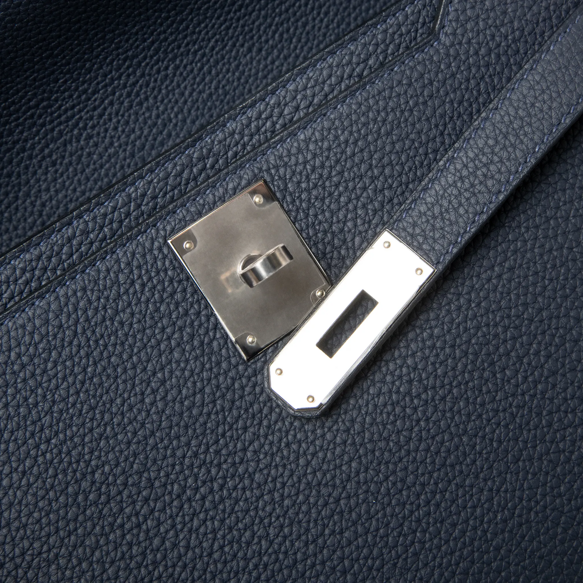 Hermes Kelly Depeches 25 Togo Calfskin Blue Nuit Palladium Hardware