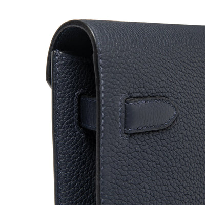 Hermes Kelly Depeches 25 Togo Calfskin Blue Nuit Palladium Hardware
