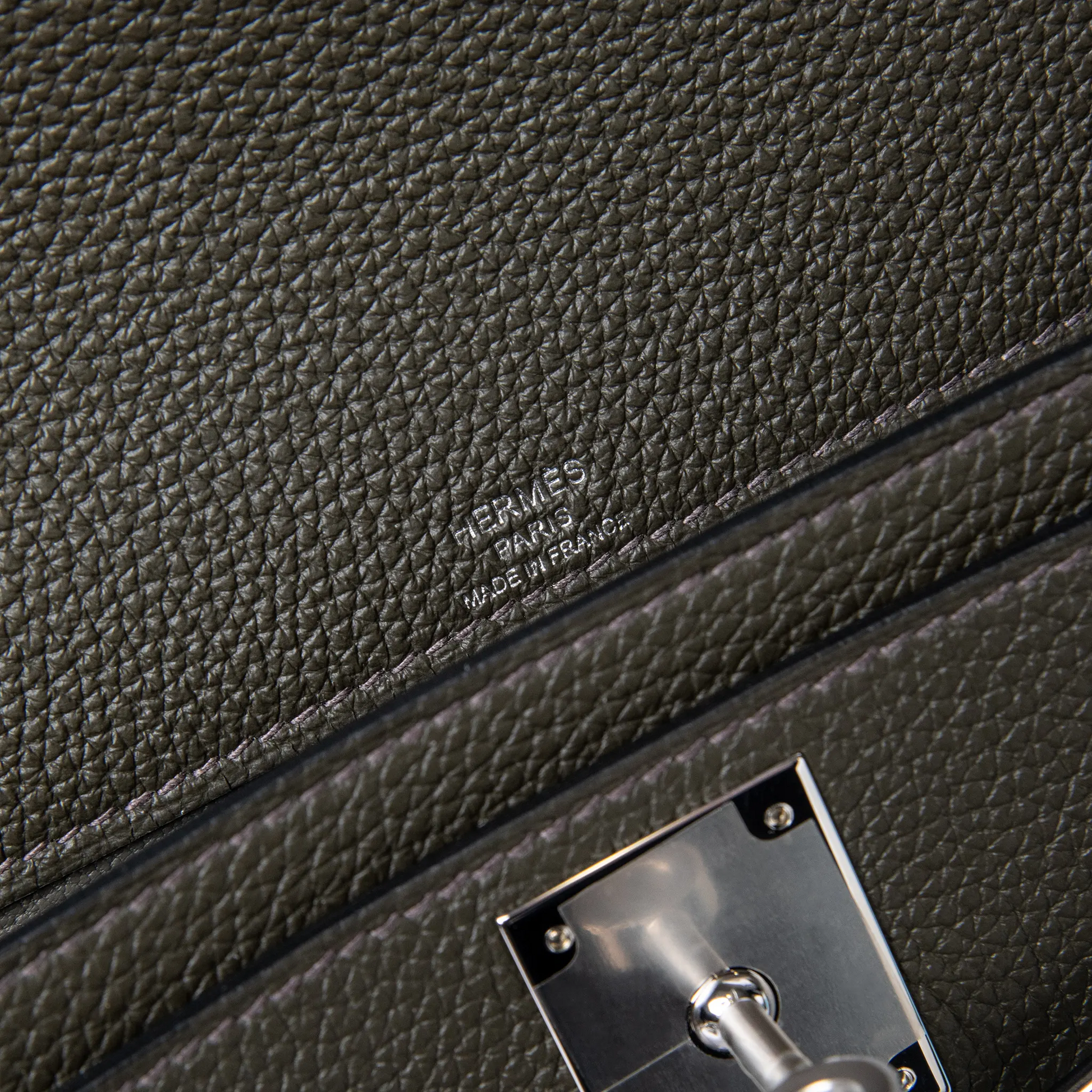 Hermes Kelly Depeches 25 Togo Calfskin Vert De Gris Palladium Hardware