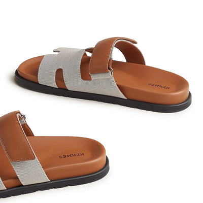 Hermès Paris Chypre Plum Natural Sandals
