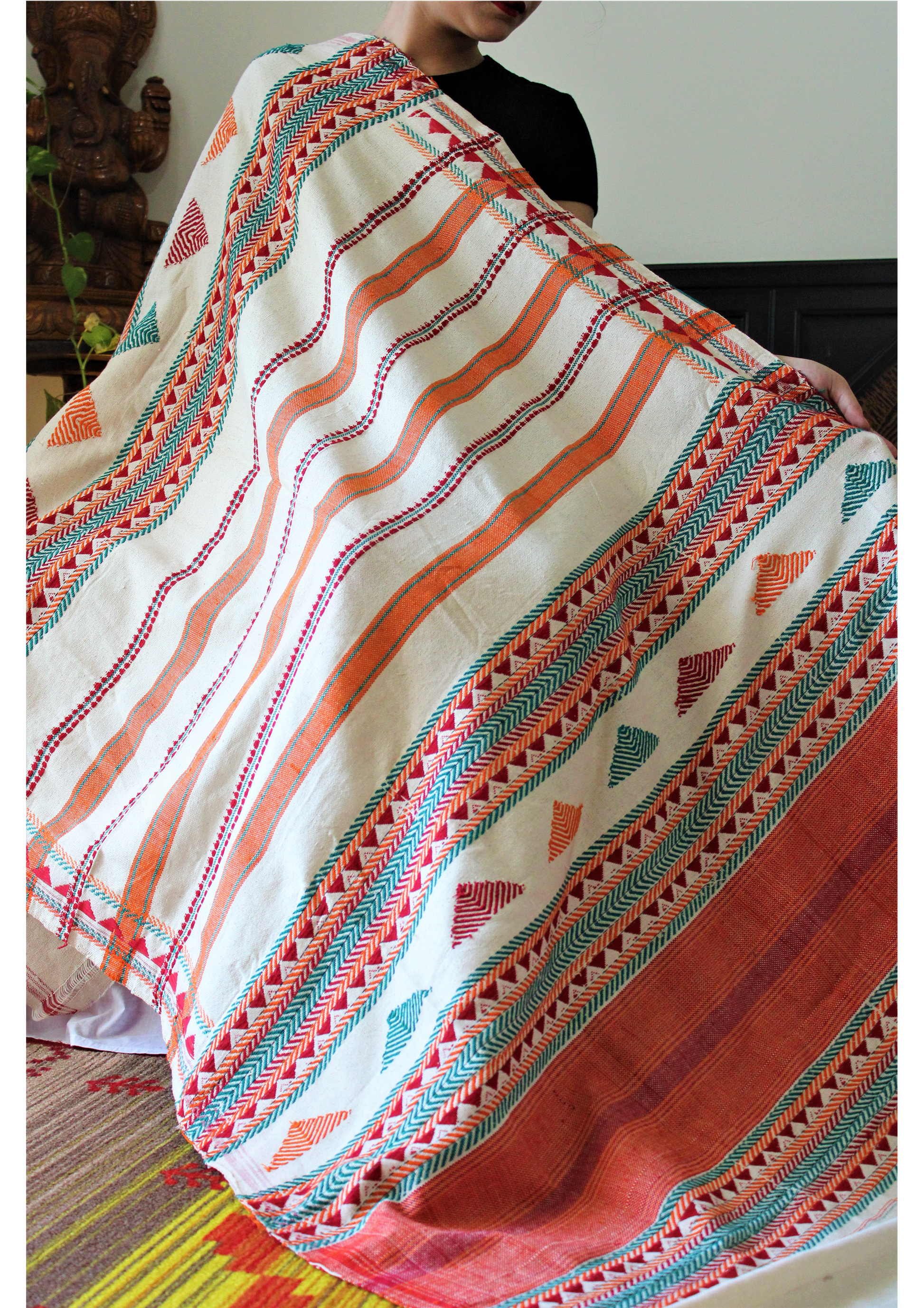 White Dongaria Handloom Shawl