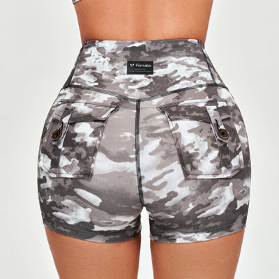 High Waist Cargo Shorts -  Tie Dye Camo