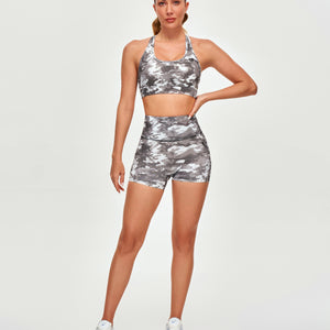 High Waist Cargo Shorts -  Tie Dye Camo