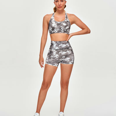 High Waist Cargo Shorts -  Tie Dye Camo