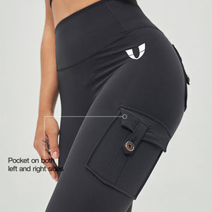 High Waisted Cargo Leggings - Black