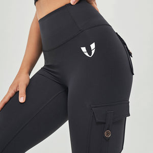 High Waisted Cargo Leggings - Black