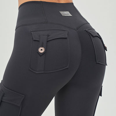 High Waisted Cargo Leggings - Black