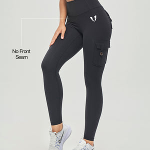 High Waisted Cargo Leggings - Black