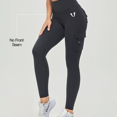High Waisted Cargo Leggings - Black