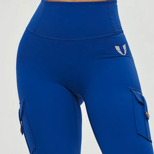 High Waisted Cargo Leggings - Blue