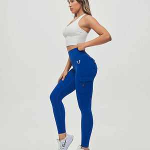 High Waisted Cargo Leggings - Blue