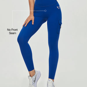 High Waisted Cargo Leggings - Blue