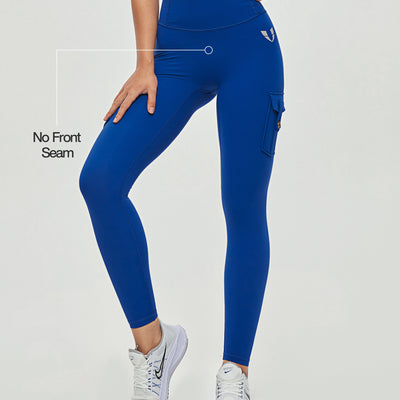 High Waisted Cargo Leggings - Blue