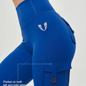 High Waisted Cargo Leggings - Blue