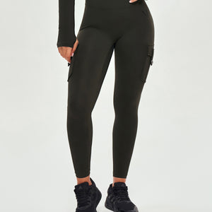 High Waisted Cargo Leggings - Deep Sea Green