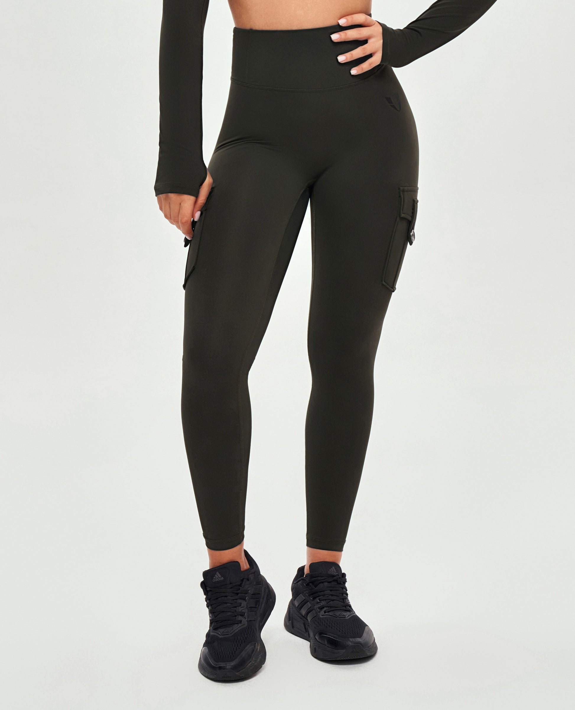 High Waisted Cargo Leggings - Deep Sea Green