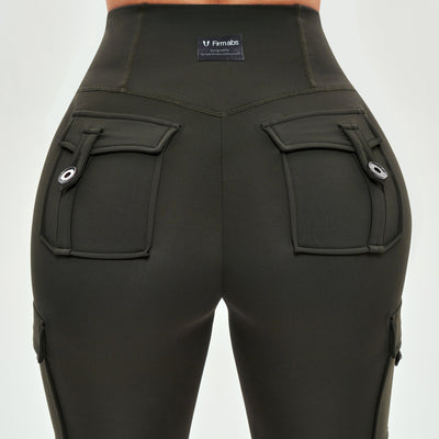 High Waisted Cargo Leggings - Deep Sea Green