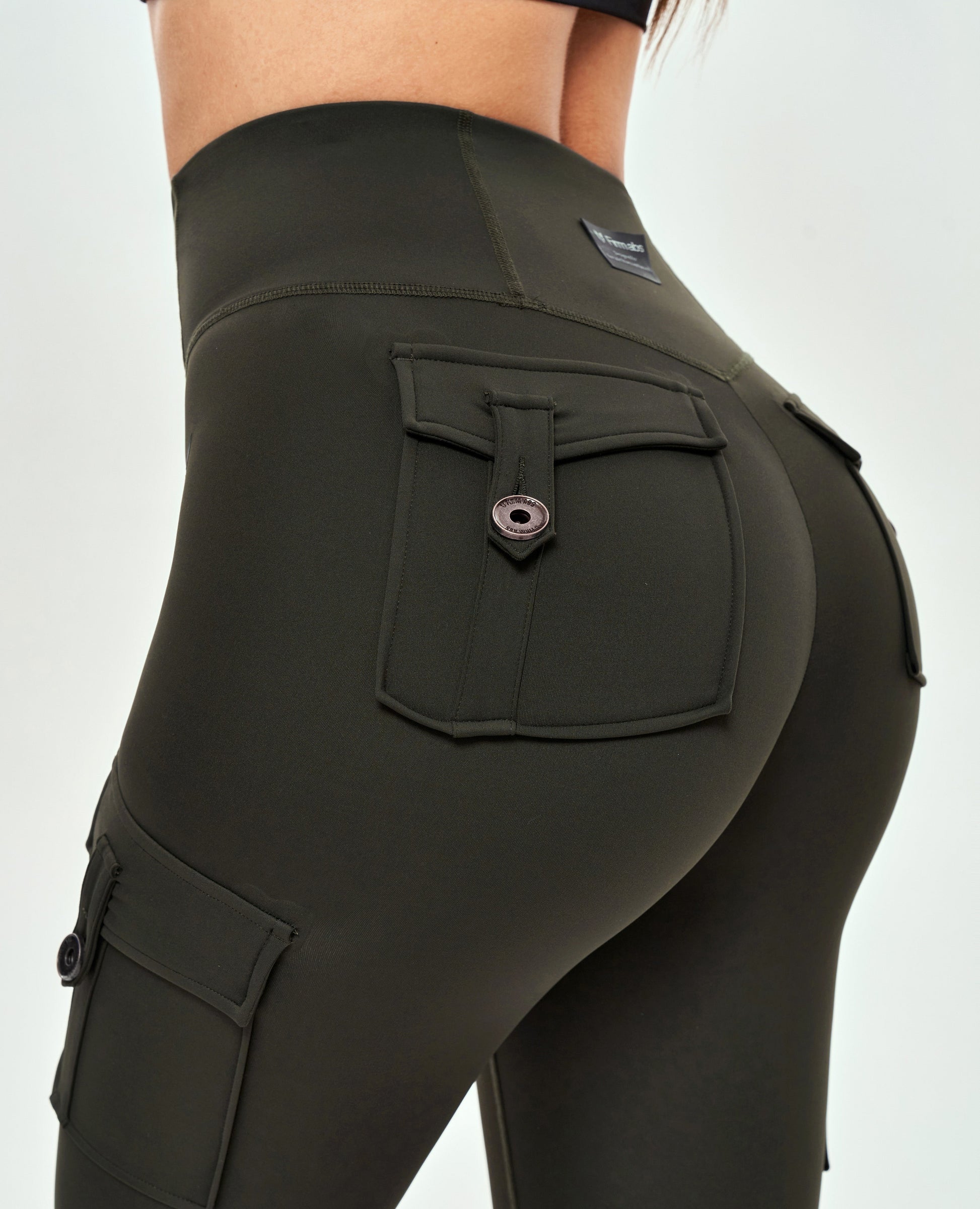 High Waisted Cargo Leggings - Deep Sea Green