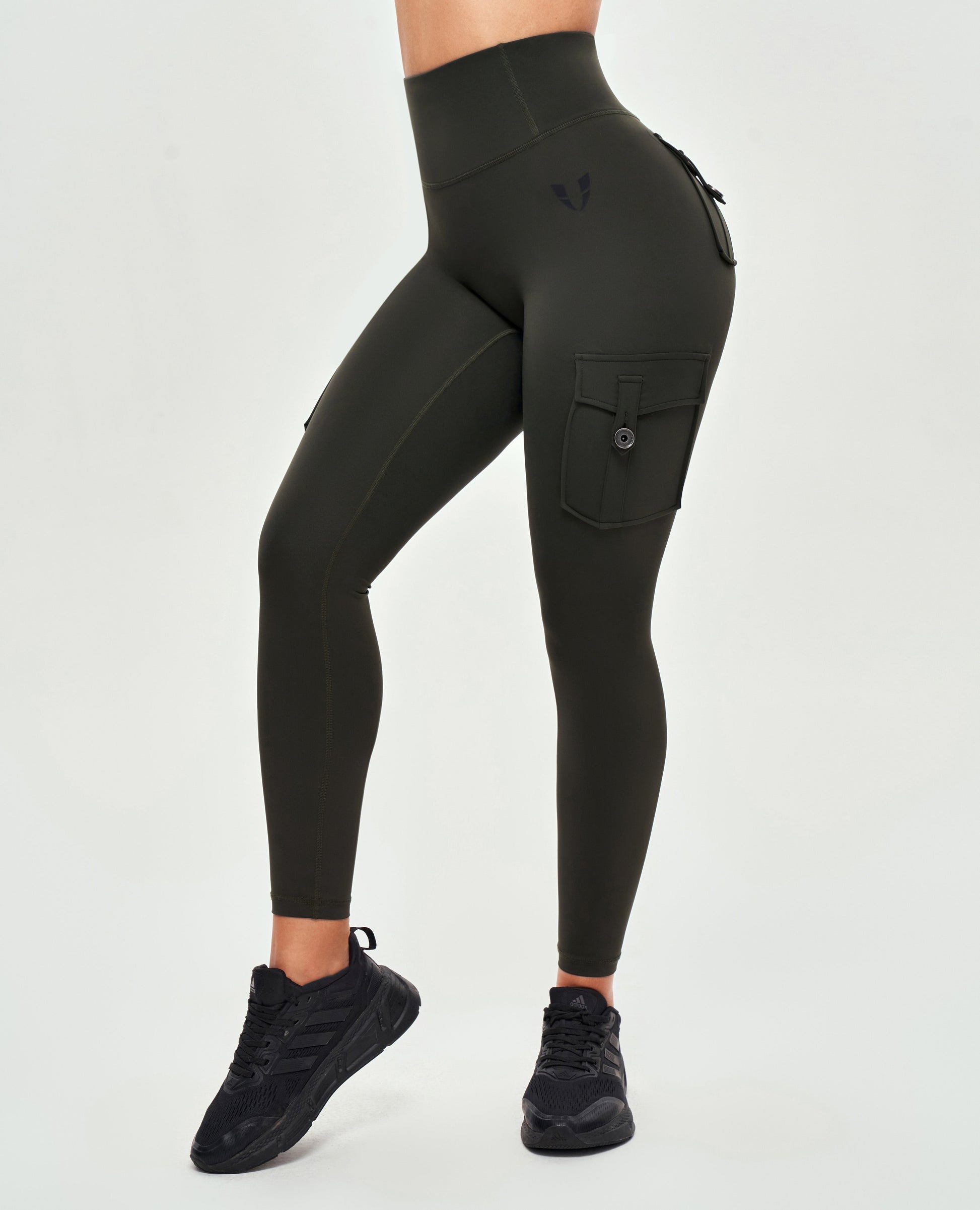 High Waisted Cargo Leggings - Deep Sea Green