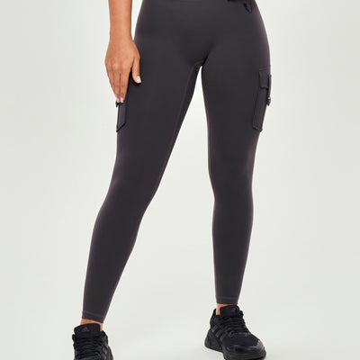 High Waisted Cargo Leggings - Graphite Gray