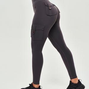High Waisted Cargo Leggings - Graphite Gray