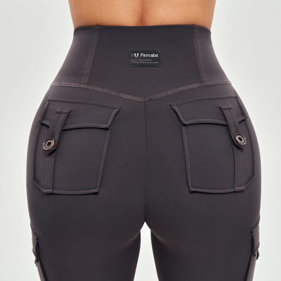 High Waisted Cargo Leggings - Graphite Gray