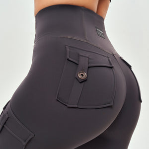 High Waisted Cargo Leggings - Graphite Gray