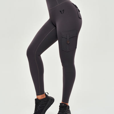 High Waisted Cargo Leggings - Graphite Gray