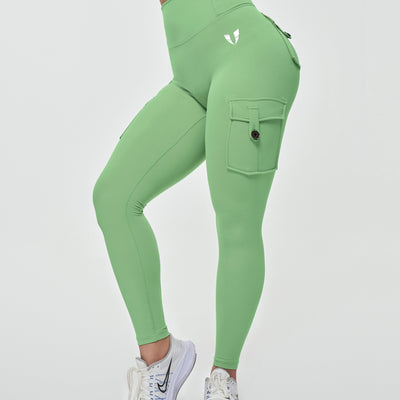 High Waisted Cargo Leggings - Green