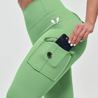 High Waisted Cargo Leggings - Green